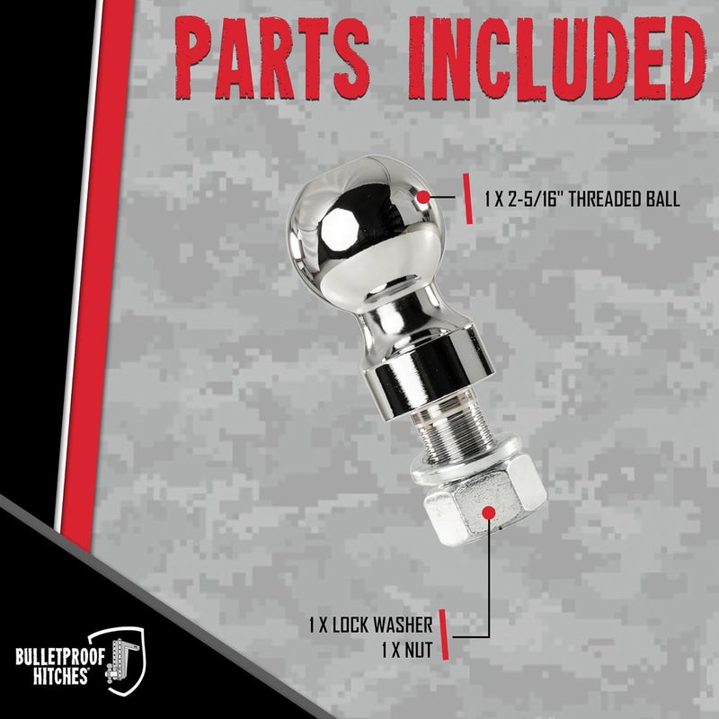 BulletProof Hitches - 2-5/16" Threaded Trailer Hitch Ball - Tow Ball Rated to 14,000 lbs with 1" Shank Diameter, 2" Shank Length - Corrosion-Resistant - Image 4